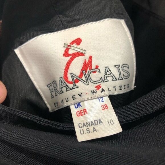 Vintage En Francais Black Midi Dress Size 10 - Picture 5 of 6